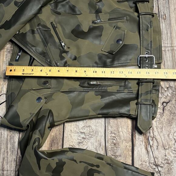 Denim 4 US Women's Off the Shoulder Camouflage Moto Jacket Size Small Camo - Picture 5 of 6